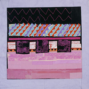 © 1996 “Christmas in&nbsp; Oaxaca” acrylic on canvas, collaged, 43” x 42”
