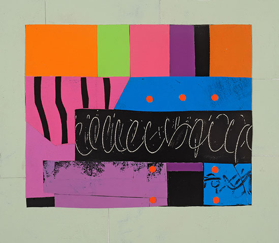 © 2015 "Spice Market" acrylic on canvas, collaged, 9-1/4”” x 10-5/8”